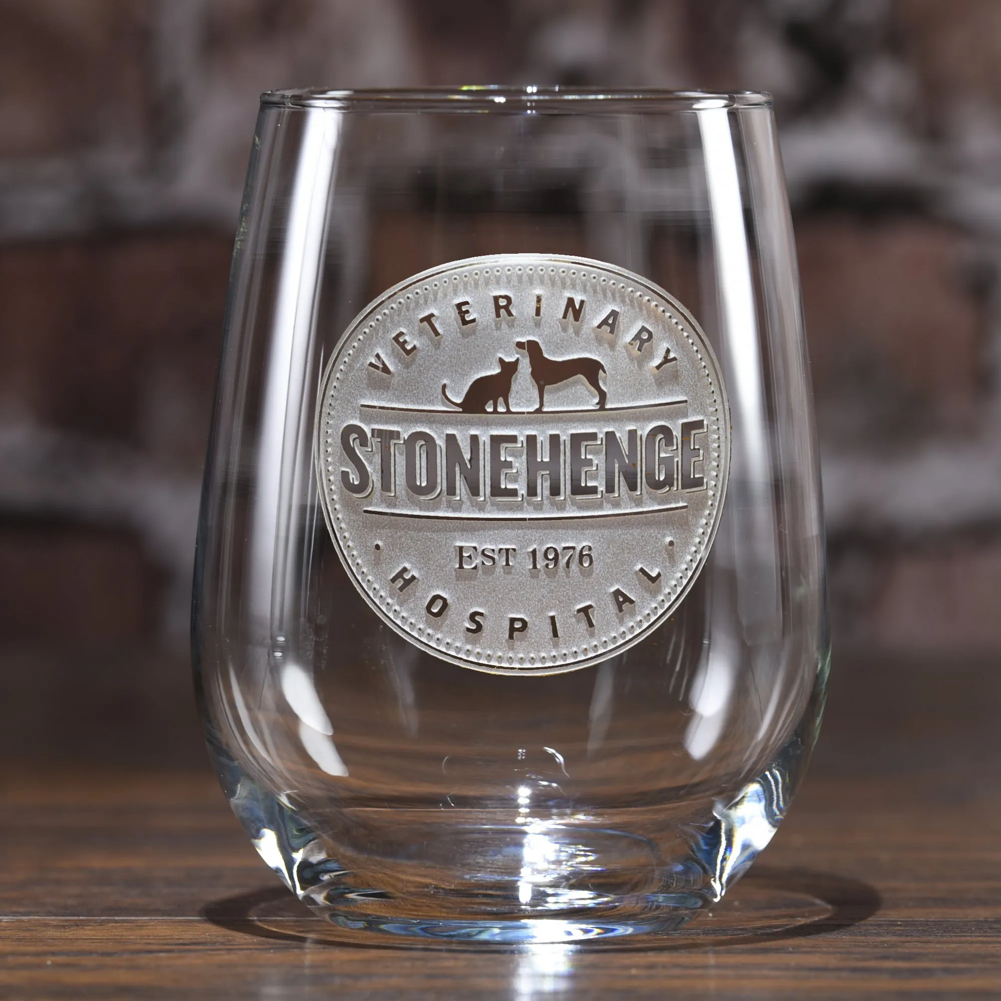 Logo Engraved Stemless Wine Glasses