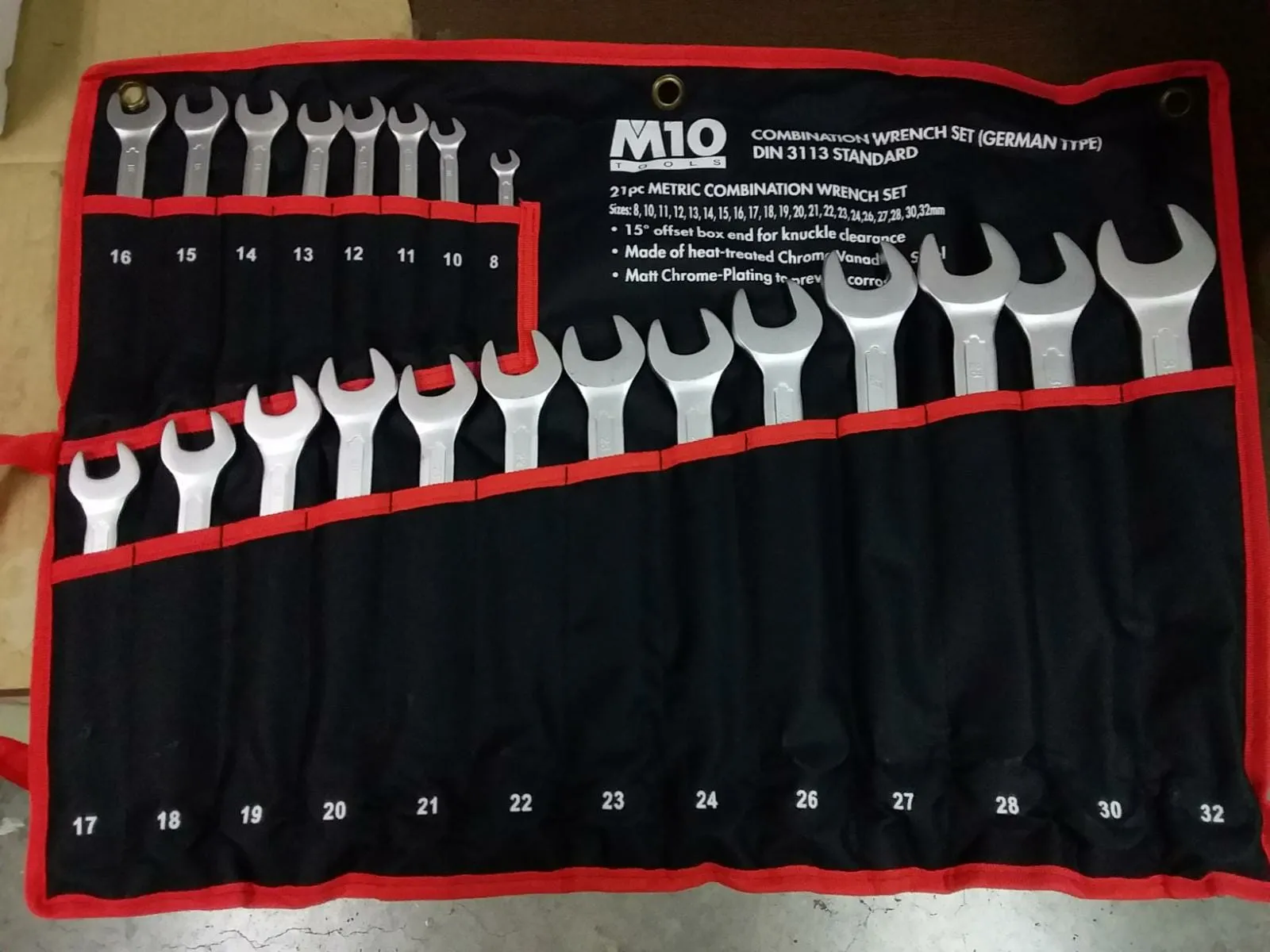 M10 8-32mm Combination Wrench (Metric DIN Type (Satin Finish) Set 21pcs # 005-011-121 | Model : CRS-M0832-21