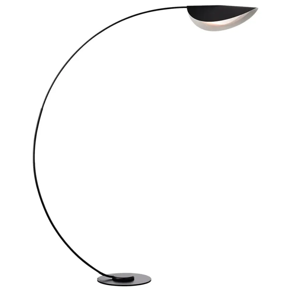 Macaron Arc Floor Lamp with Metallic Finish - 1-Light Stand Up Light for Living Room with Bendable Shade