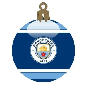 Manchester City Glass Ball Christmas Tree Ornament - Navy