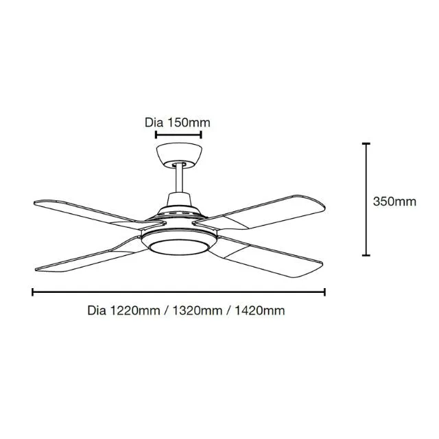 Martec Discovery II 1320mm Ceiling Fan with LED Light White