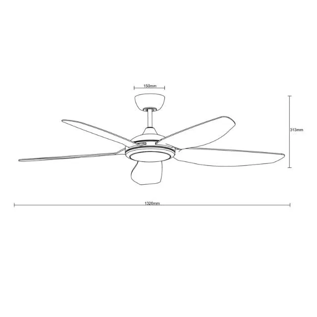 Martec Esprit DC 1320mm Ceiling Fan with LED Light Matt Black