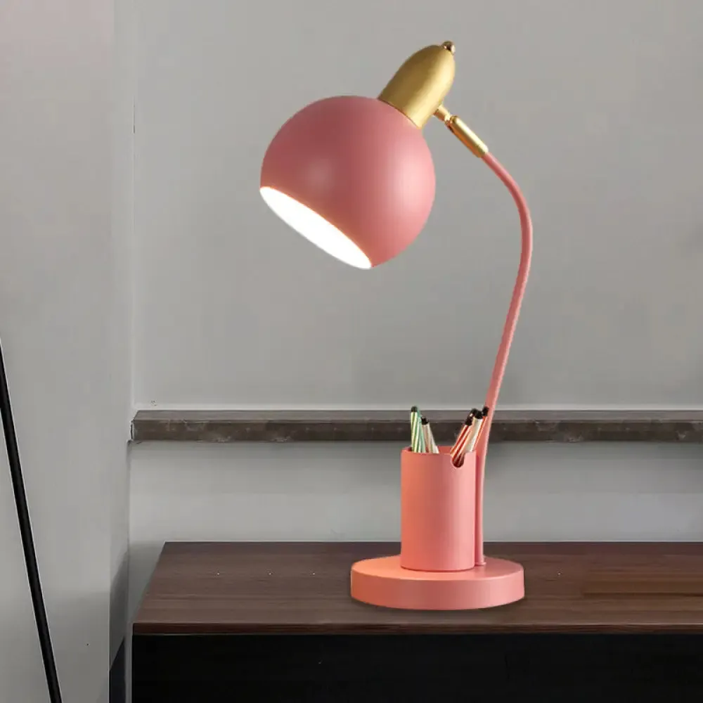 Metal Dome Nightstand Lamp: Macaron 1-Head, White/Pink/Yellow, with Tubular Penrack Design