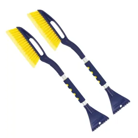 Michelin Heavy Duty 25 Inch Snow Brush with Ice Scraper, Blue Yellow Gray, Lightweight Aluminium Shaft, Ergonomic Handle with Power Scraping Grip Design, for Snow, Ice, Slush, Car, SUV, Truck, Pack of 2