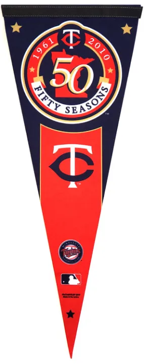 Minnesota Twins 50th Season Commemorative Felt Pennant