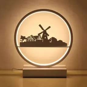 Modern Acrylic Ring Table Light with Windmill Design – Perfect for Living Room, Bedroom, or Desk