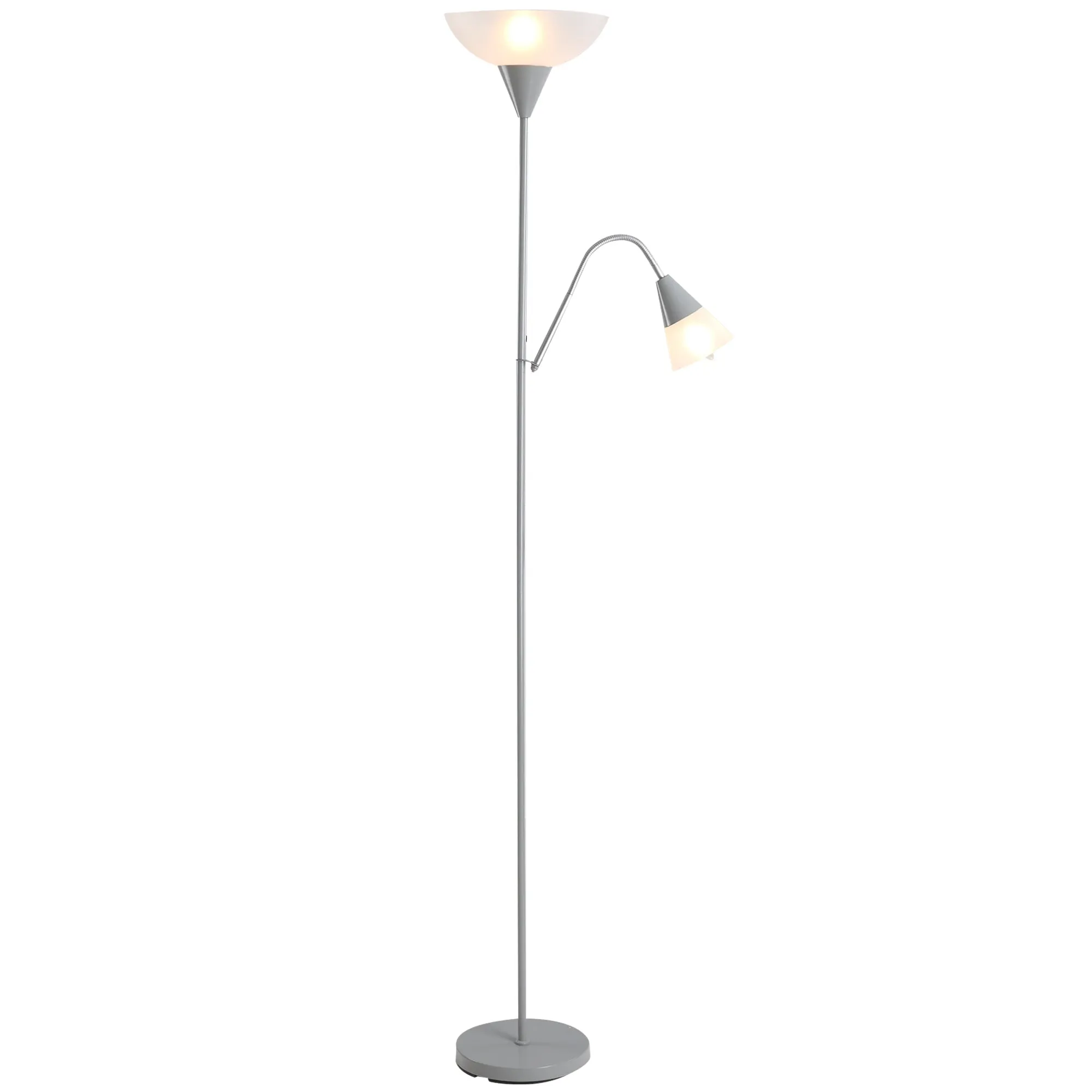 Modern Floor Reading Lamp 2 Adjustable Heads Light Steel Base Living Room Bedroom Office