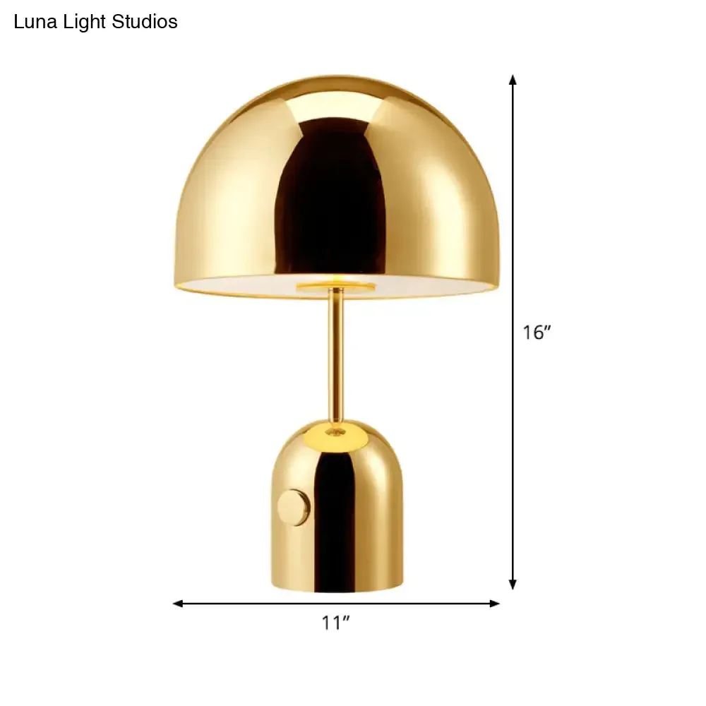 Modern Gold Dome Nightstand Lamp with Metal Shade - Ideal Reading Light