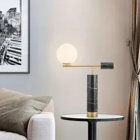 Modern Milky Glass Nightstand Lamp - 1-Bulb Black Table Light for Living Room