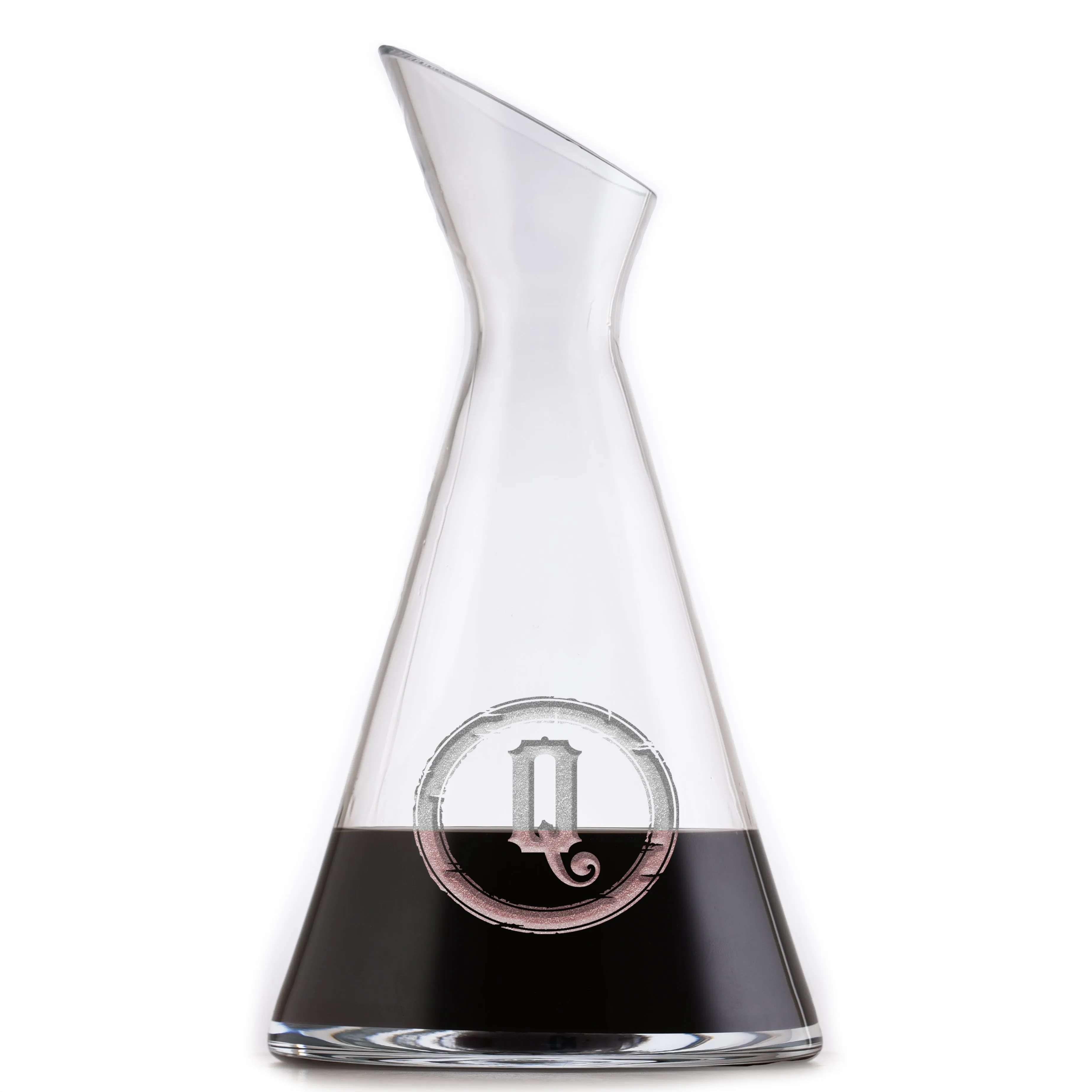 Monogram Engraved Slant Wine Carafe Decanter