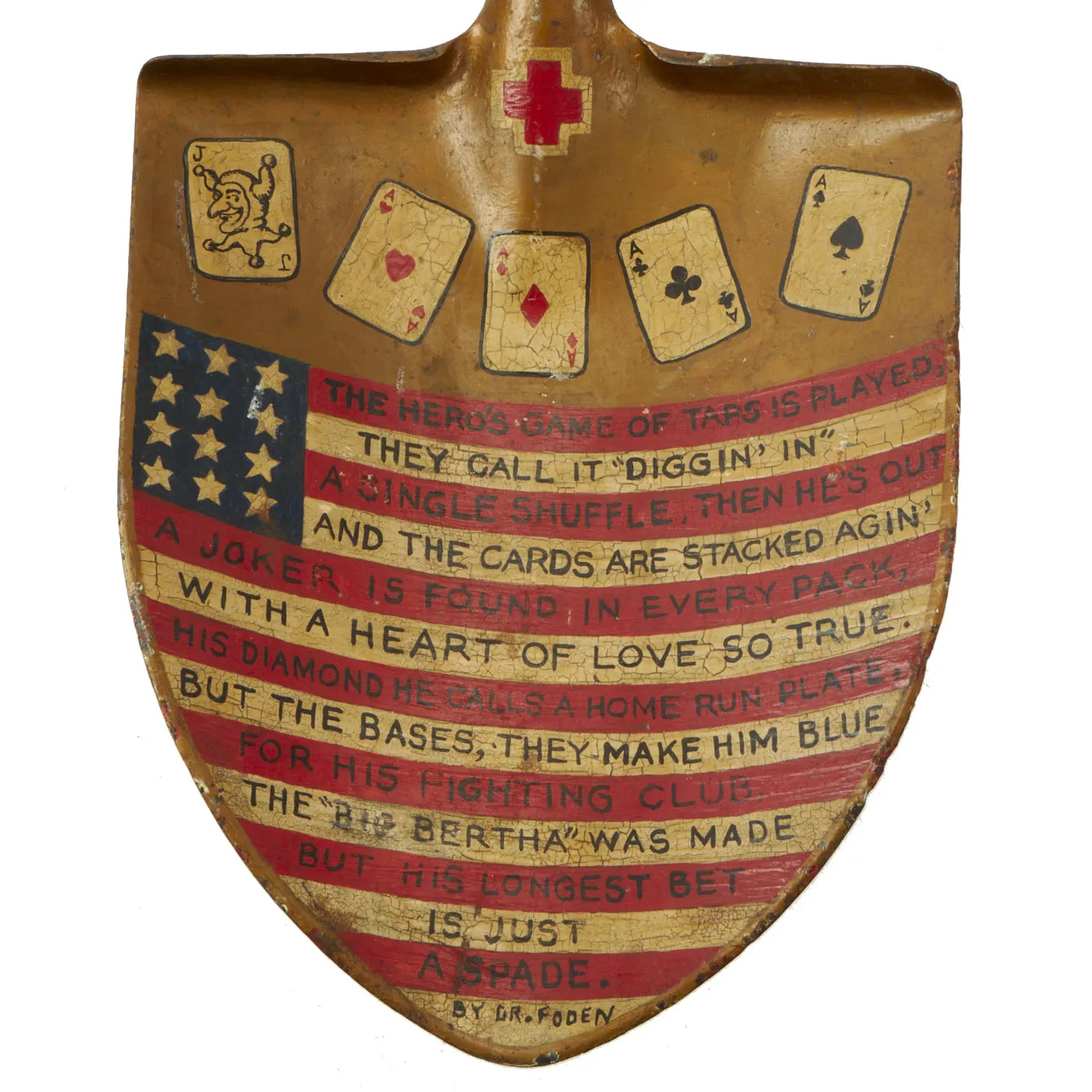 Original Fantastic WWI U.S. Folk Art Presentation Shovel Attributed to Major G.S. Foden, Commander Base Hospital No.10