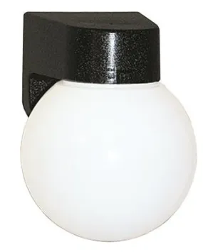 Outdoor Wall Lantern Black With White Globe 6 X 7-1/2 Inch  Uses (1) 9-Watt Pl Lamp