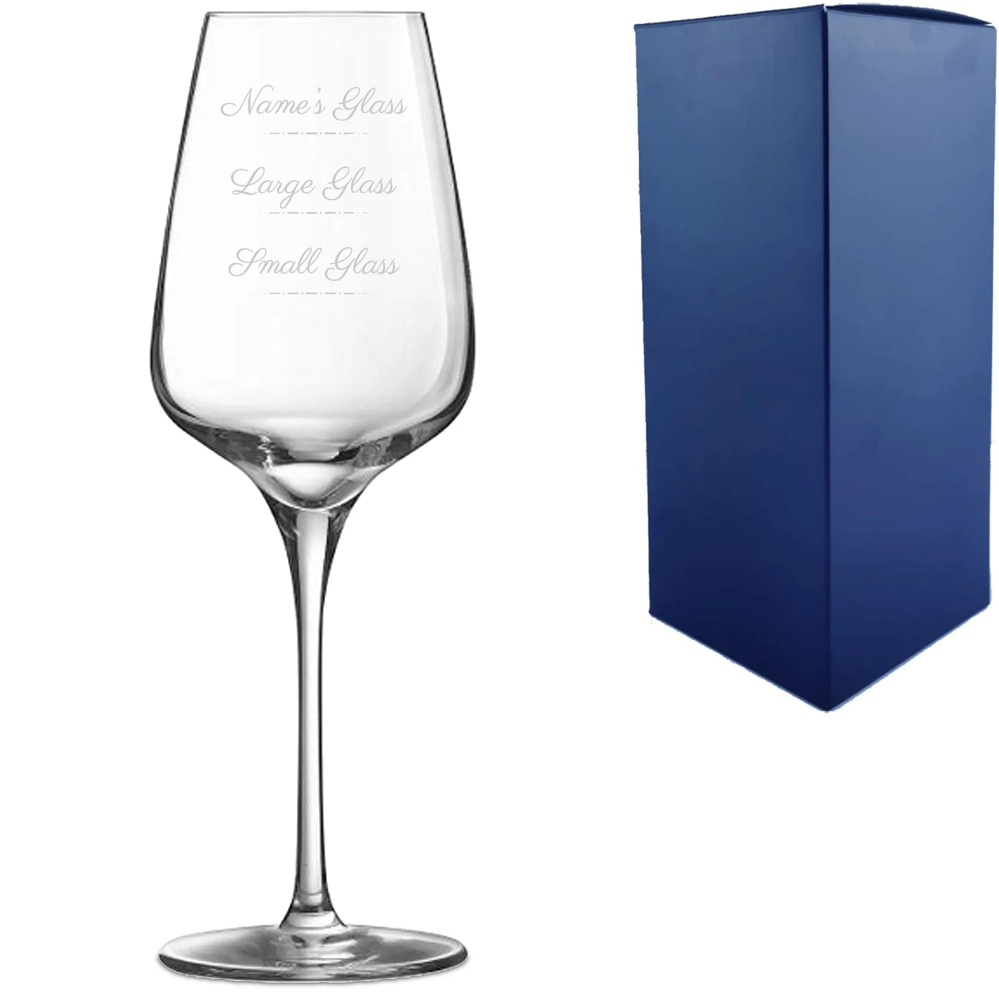 Personalised Engraved Sublym Wine Glass with Name's Glass Script Measurements Design, Customise with Any Name