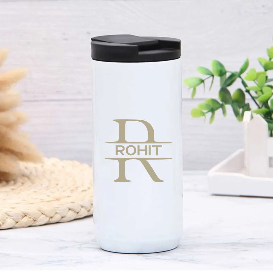 Personalised Steel Mug for Tea Engraved Custom Travel Mug Vacuum Flask (400 ML)