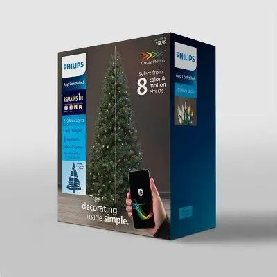 Philips 210ct LED App Controlled Christmas String Lights Dual Color Green Wire