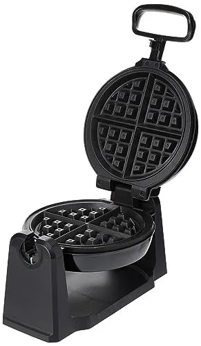 Quest 35969 Rotating Belgian Waffle Maker / Non Stick Plates / Temperature Control / Cooks up to 4 Waffles / 1000W