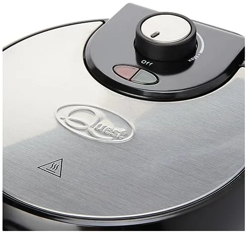 Quest 35969 Rotating Belgian Waffle Maker / Non Stick Plates / Temperature Control / Cooks up to 4 Waffles / 1000W