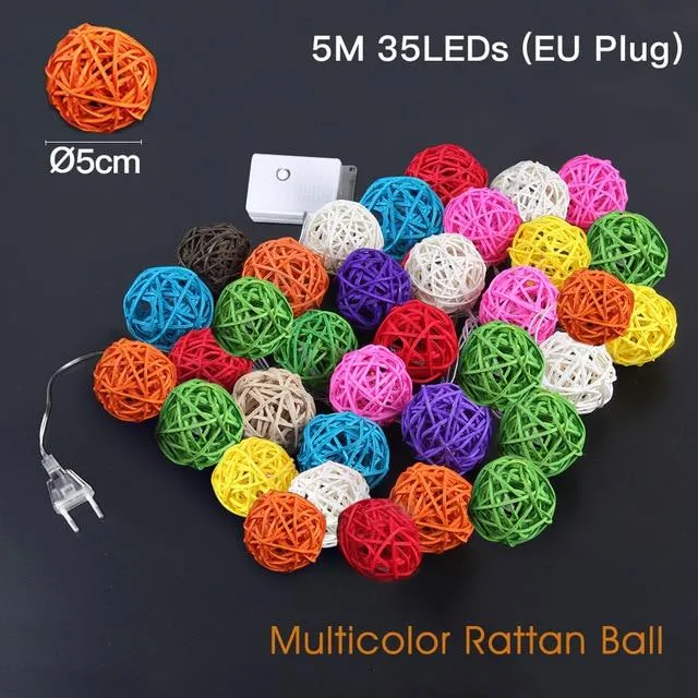 Rattan Ball String Lights