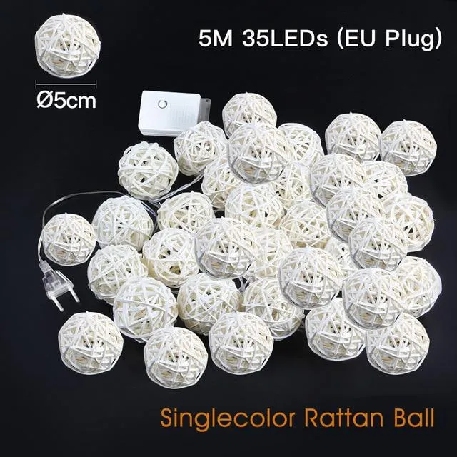 Rattan Ball String Lights