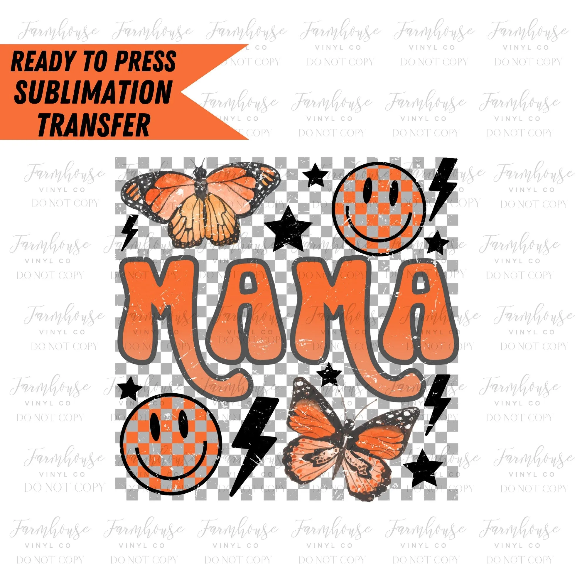 Retro Mama Butterflies, Fall Sublimation, Halloween Distressed, Ready to Press Sublimation Transfer, Heat Transfer, Trending Graphic 22-23