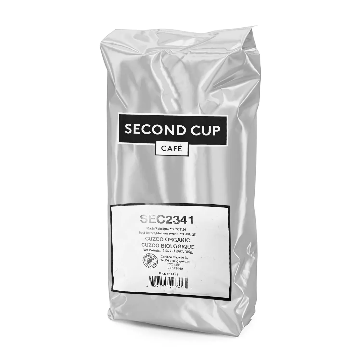 Second Cup Cuzco RFA Organic Whole Bean Coffee, 2 lb