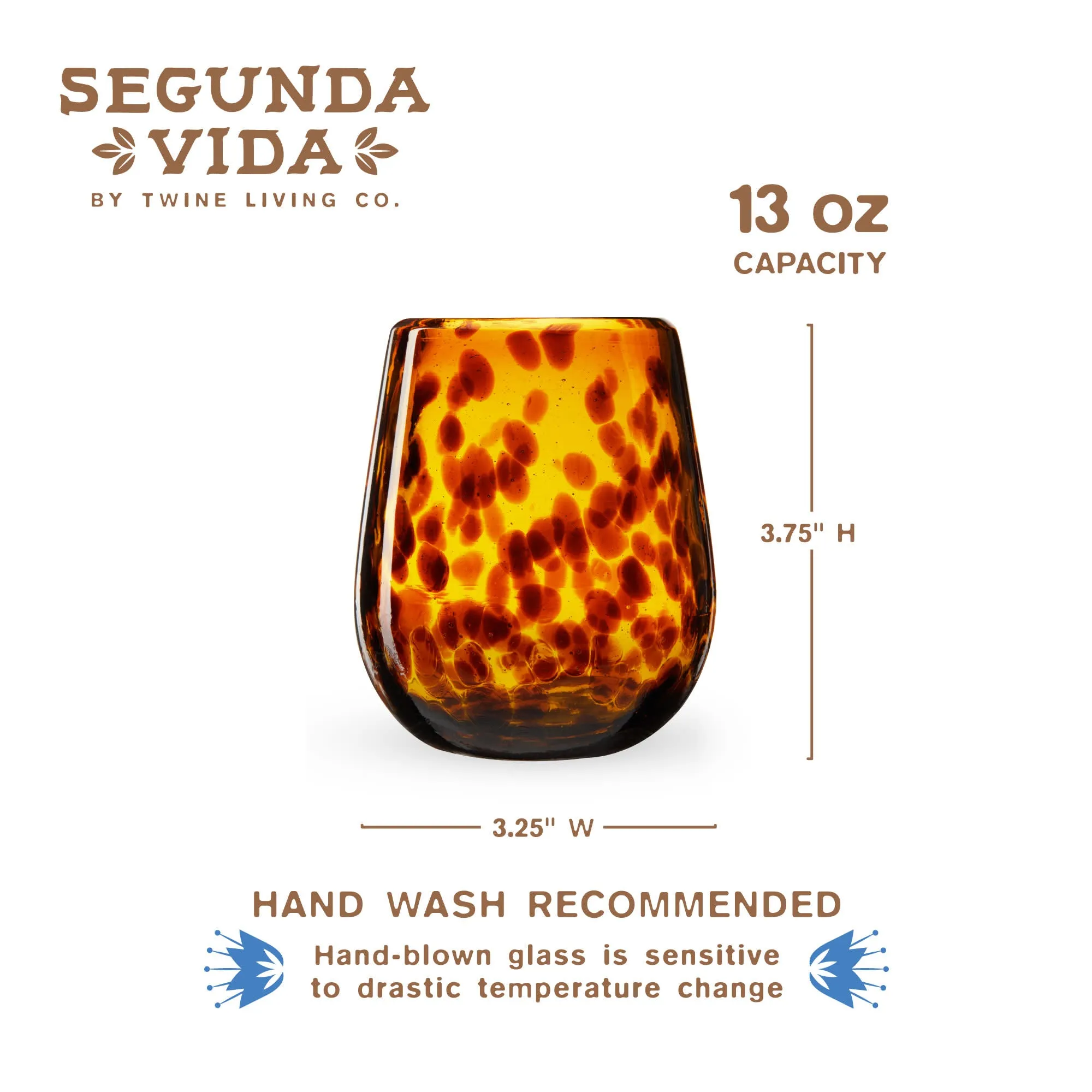 Segunda Vida Tortuga Stemless Wine Glasses