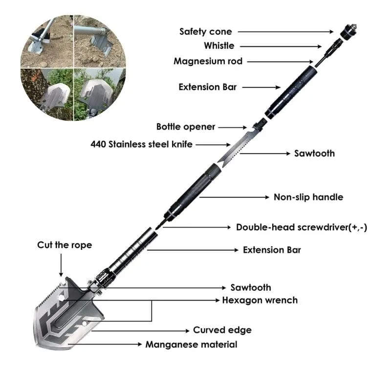 ShovelX® | Unbreakable 23-in-1 Tactical Survival Shovel