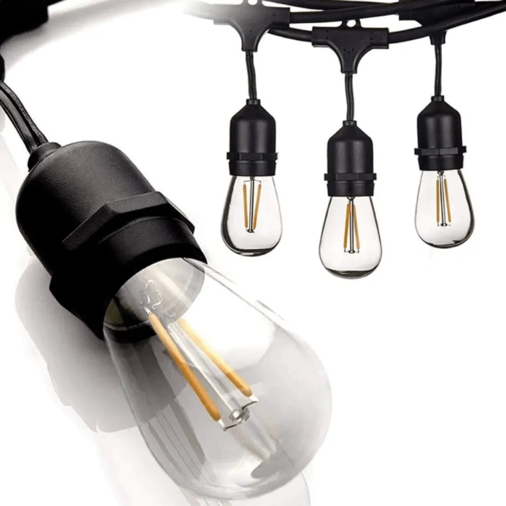 SL101 LED Low Voltage Bistro String Lights 48 FT Outdoor Weatherproof 12V Edison Bulbs