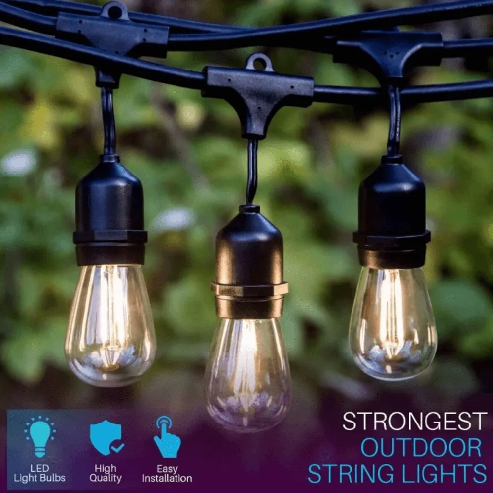 SL101 LED Low Voltage Bistro String Lights 48 FT Outdoor Weatherproof 12V Edison Bulbs