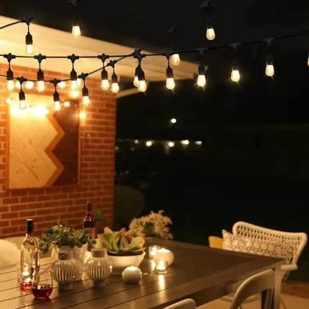 SL101 LED Low Voltage Bistro String Lights 48 FT Outdoor Weatherproof 12V Edison Bulbs