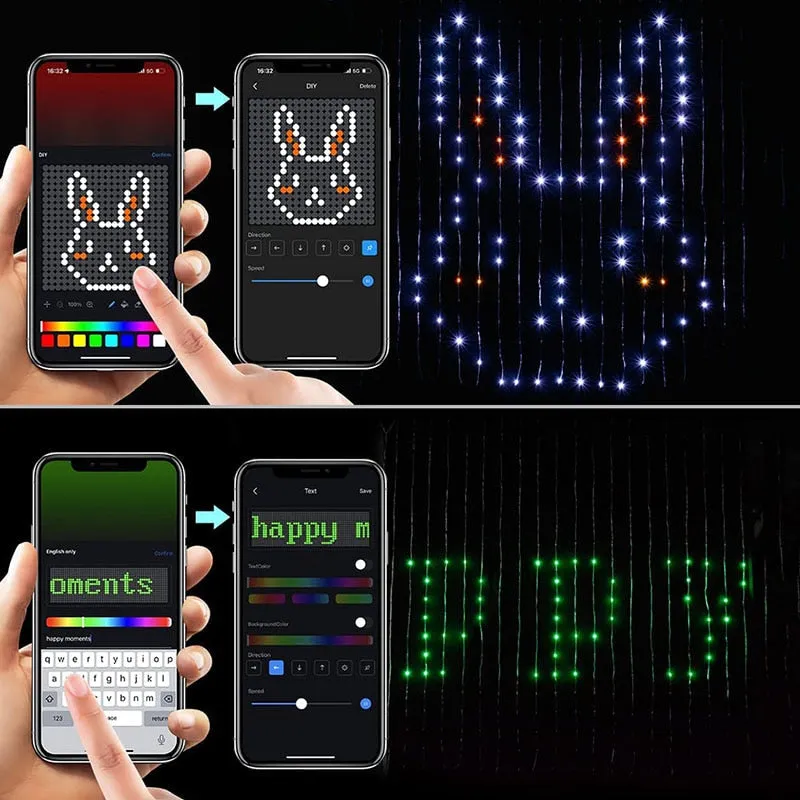 Smart RGB Curtain Lights: Bluetooth-Controlled LED Decor for Gazebos and Celebrations