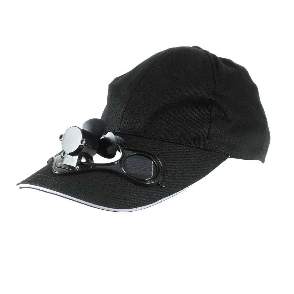 Solar baseball cap with integrated mini fan - Black