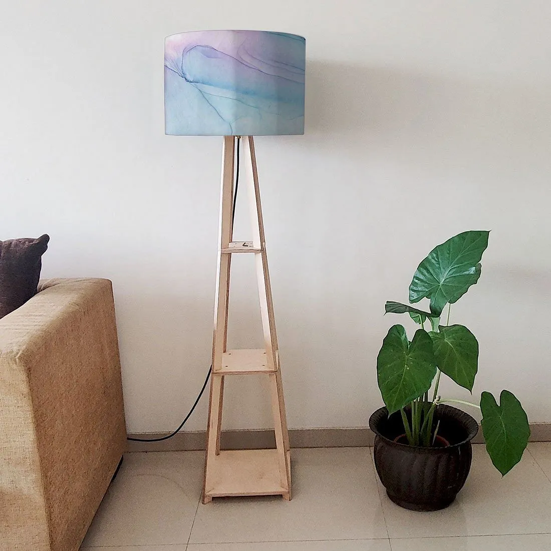 Standing Tripod Lamp  -   Orange Pink Multicolor Ink Watercolor