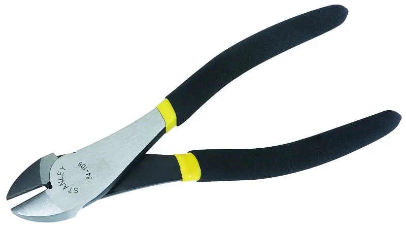 Stanley 84-105 Diagonal Cutting Plier, 6-3/16 in OAL, 25 mm Cutting Capacity, Black Handle, Double Dipped Handle :CD 1: QUANTITY: 1