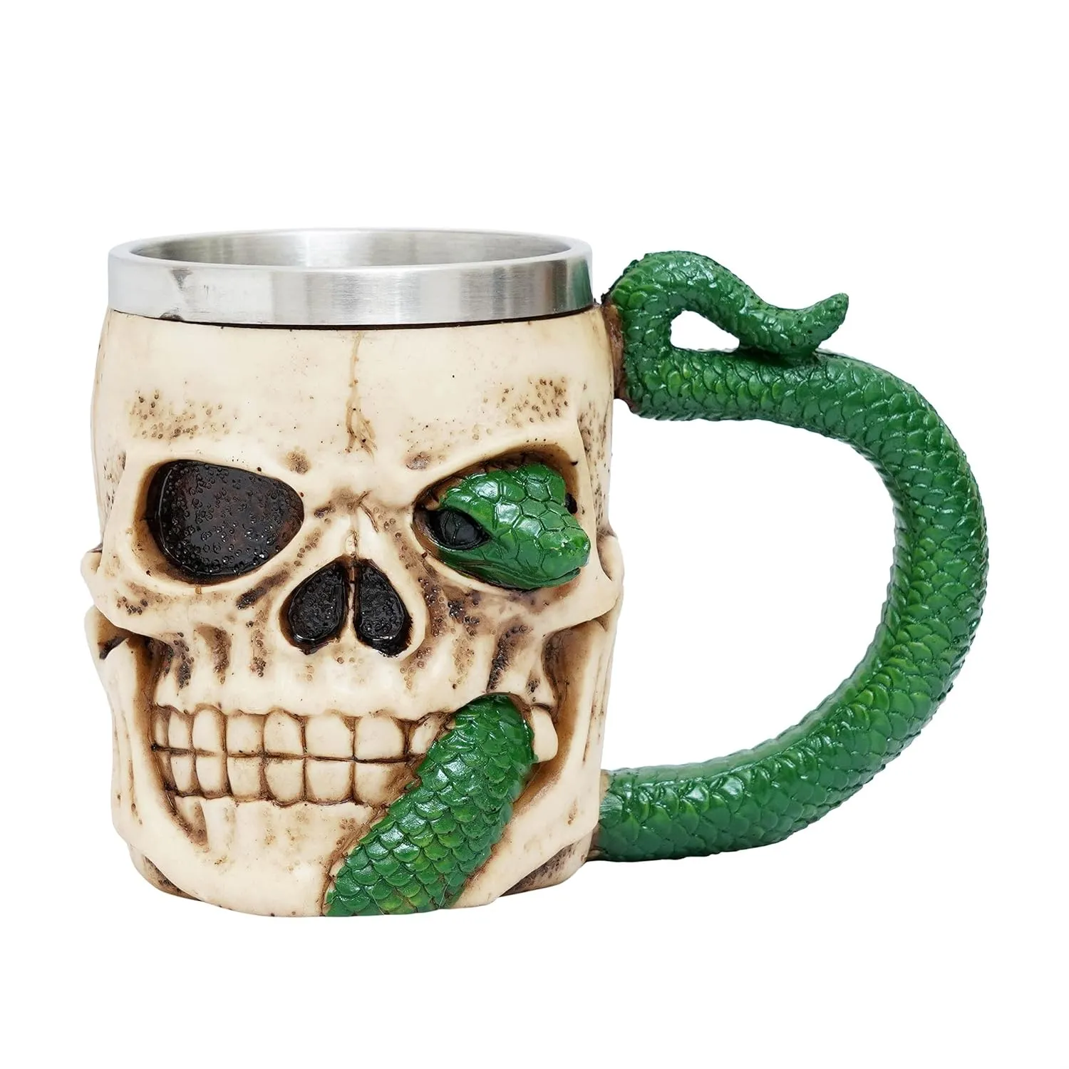 STEEL AND RESIN 3D SNAKE & SKULL MUG - PACK OF 1