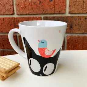 Suki McMaster Coffee Mug - Cat and Bird - Stay Pawsitive