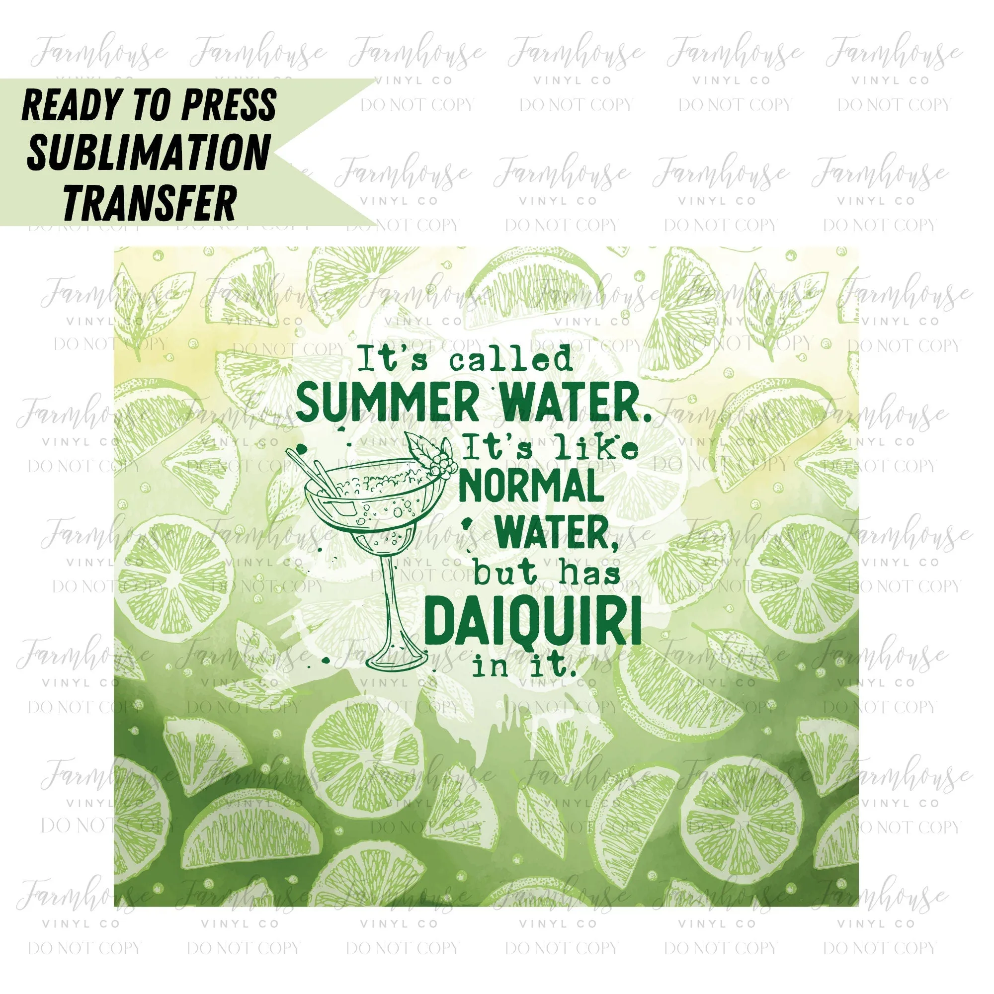 Summer Water Alcohol, Ready to Press Tumbler Sublimation Transfer, Heat Transfer, Skinny 20 OZ, Skinny 30 OZ, Funny Summer Transfer, Vodka