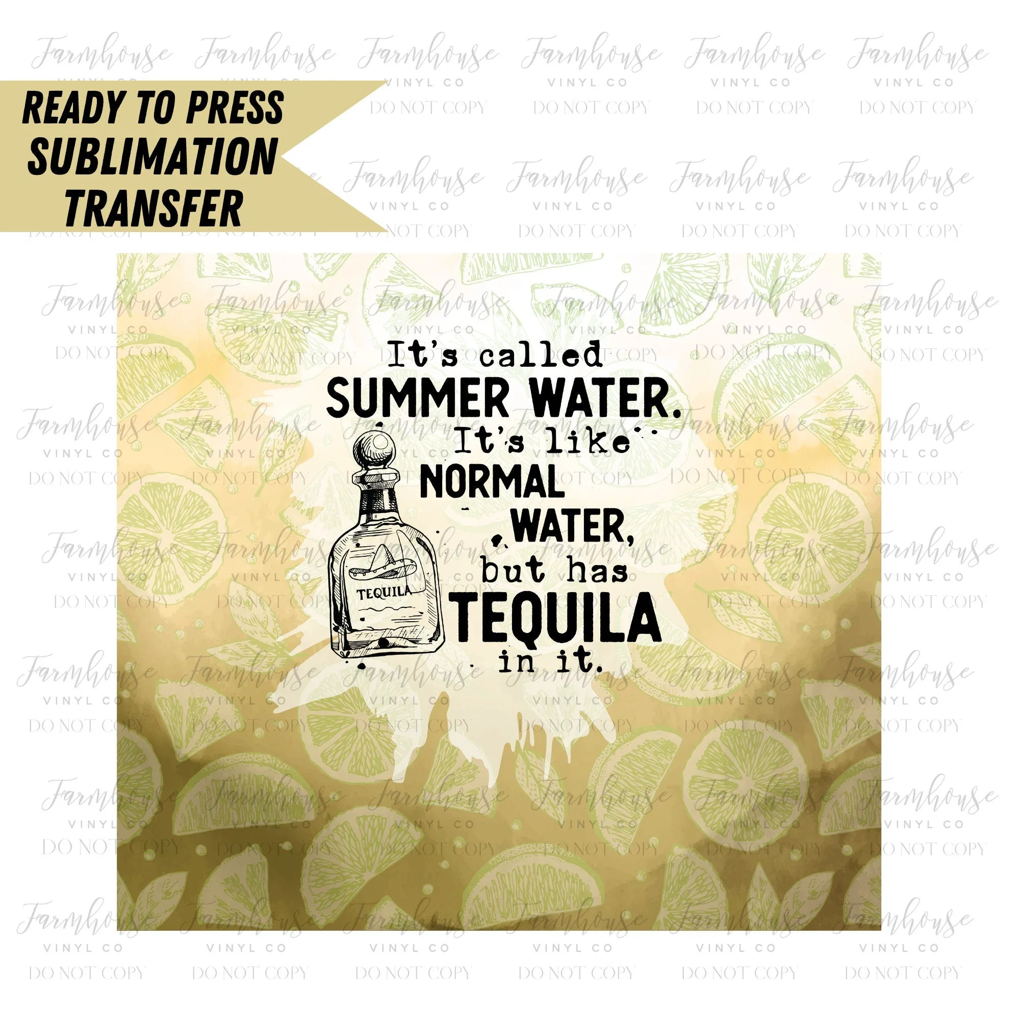 Summer Water Alcohol, Ready to Press Tumbler Sublimation Transfer, Heat Transfer, Skinny 20 OZ, Skinny 30 OZ, Funny Summer Transfer, Vodka