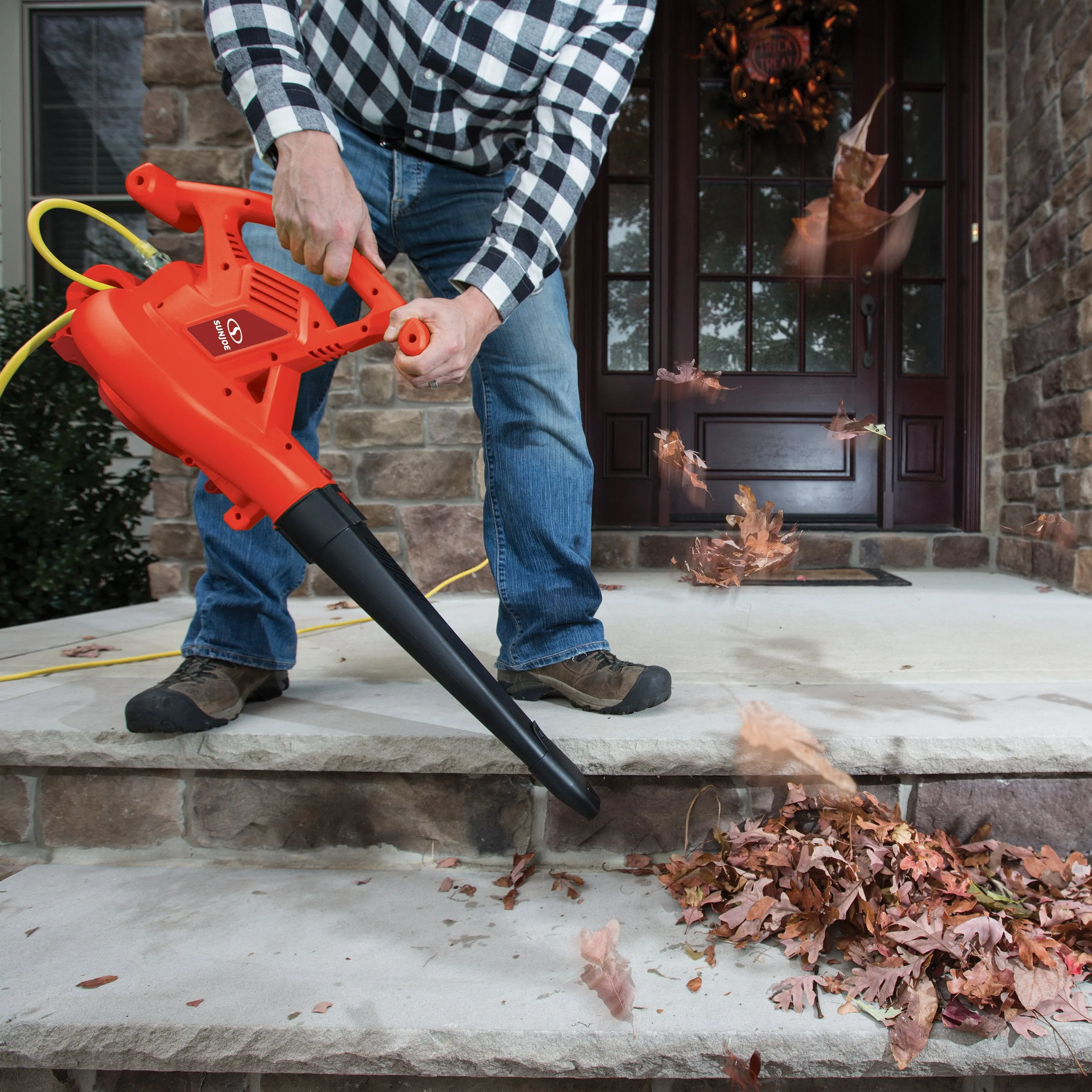 Sun Joe SBJ603E-RED 3-in-1 Electric Blower | 240 MPH | 13 Amp | Vacuum | Mulcher (Red)