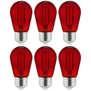 Sunlite 40977-SU - 2 Watt S14 LED Red Filament Transparent Sign Bulb - Pack of 6