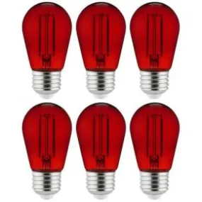 Sunlite 40977-SU - 2 Watt S14 LED Red Filament Transparent Sign Bulb - Pack of 6