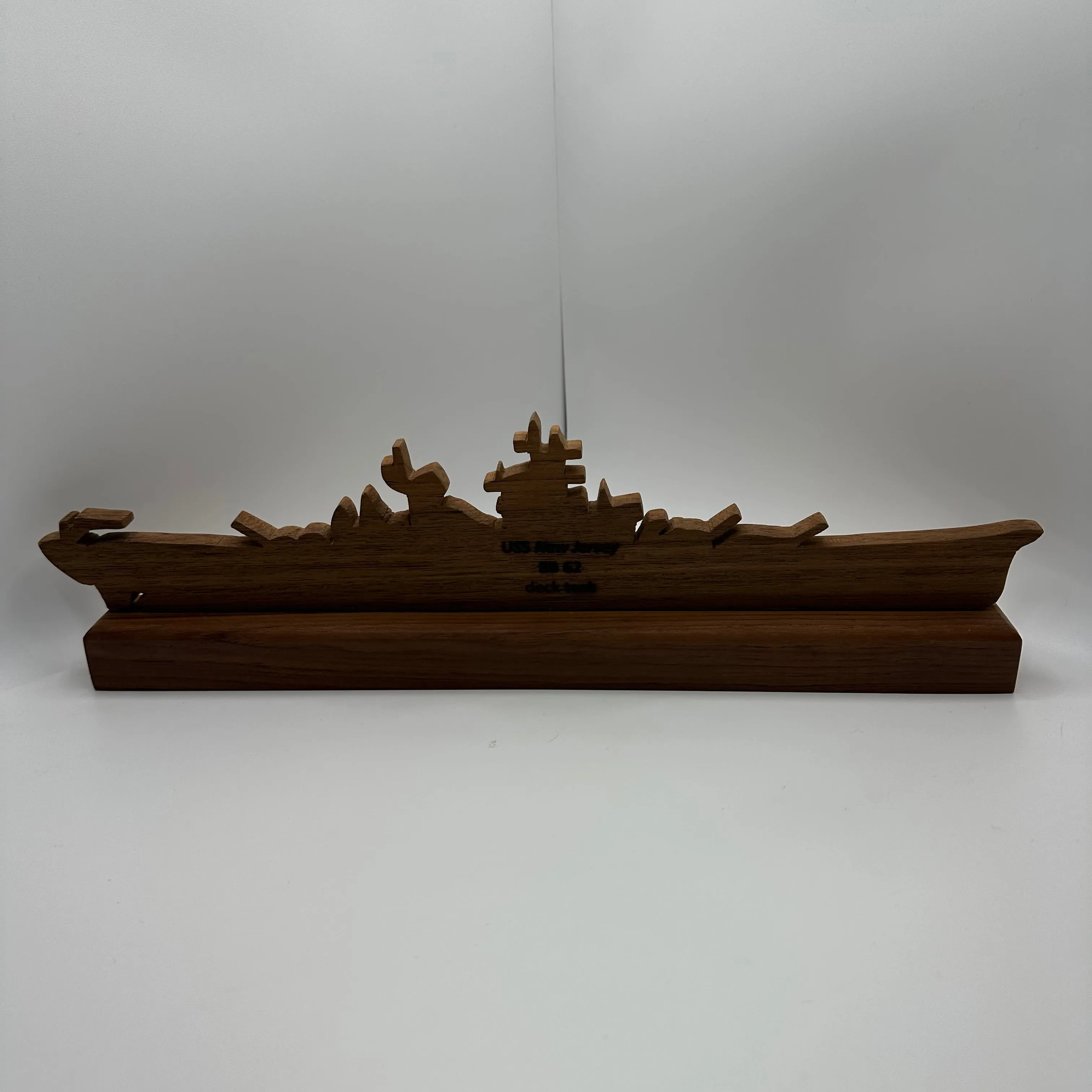 Teak Silhouette Battleship Sculpture