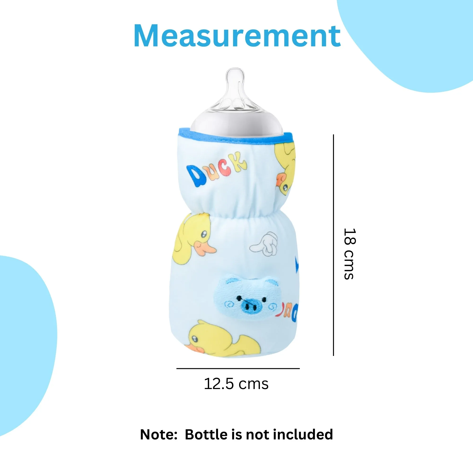 THE LITTLE LOOKERS Soft Plush Stretchable Baby Feeding Bottle Cover with Easy to Hold Strap and Zip l Feeding Bottles Cover