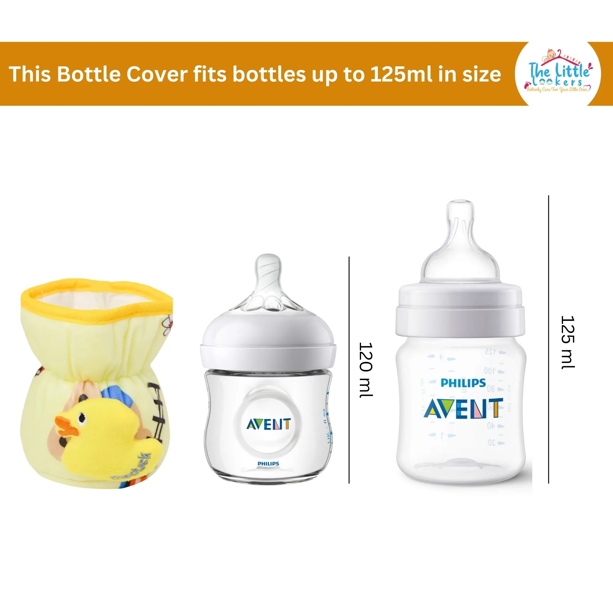 THE LITTLE LOOKERS Soft Plush Stretchable Baby Feeding Bottle Cover with Easy to Hold Strap and Zip l Feeding Bottles Cover