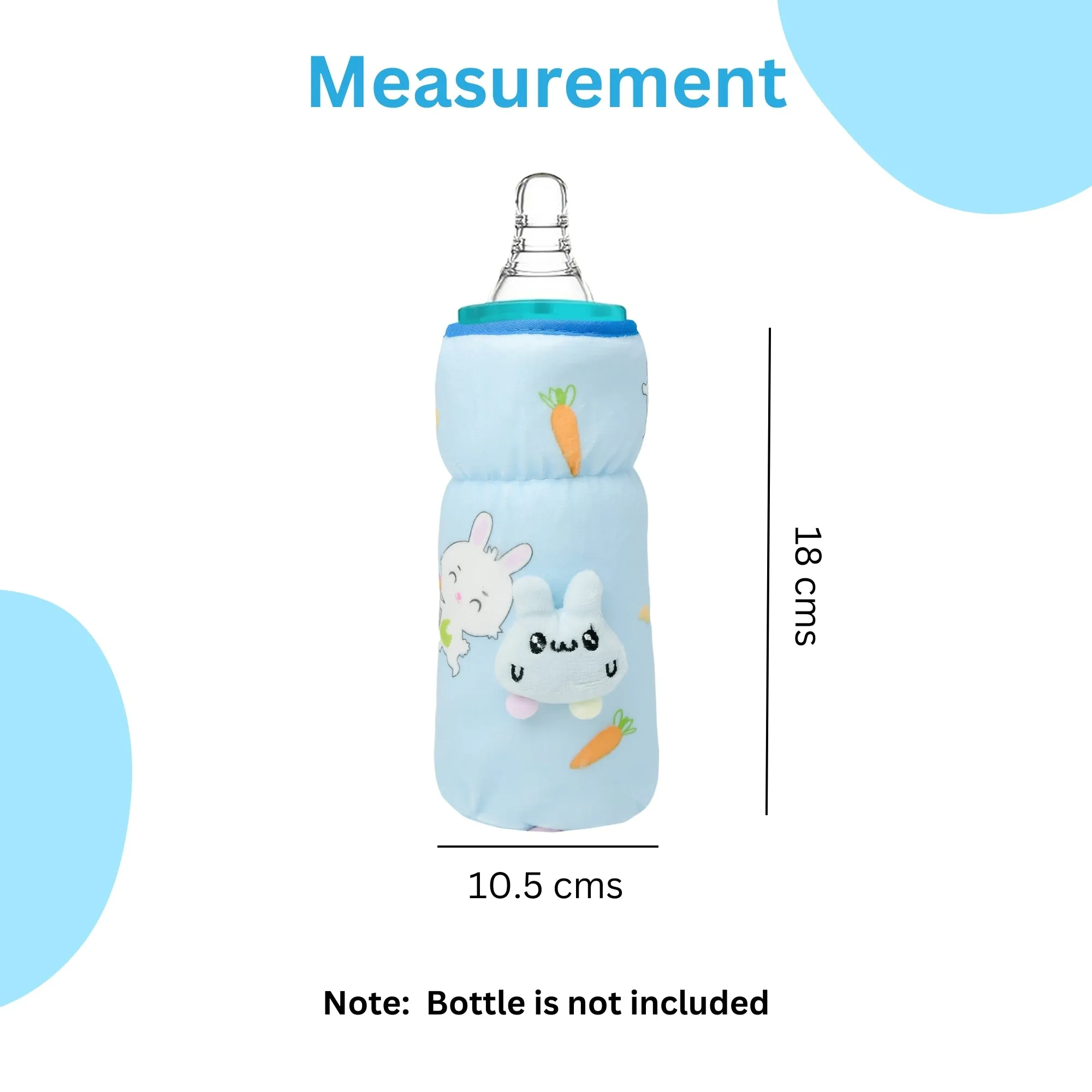 THE LITTLE LOOKERS Soft Plush Stretchable Baby Feeding Bottle Cover with Easy to Hold Strap and Zip l Feeding Bottles Cover