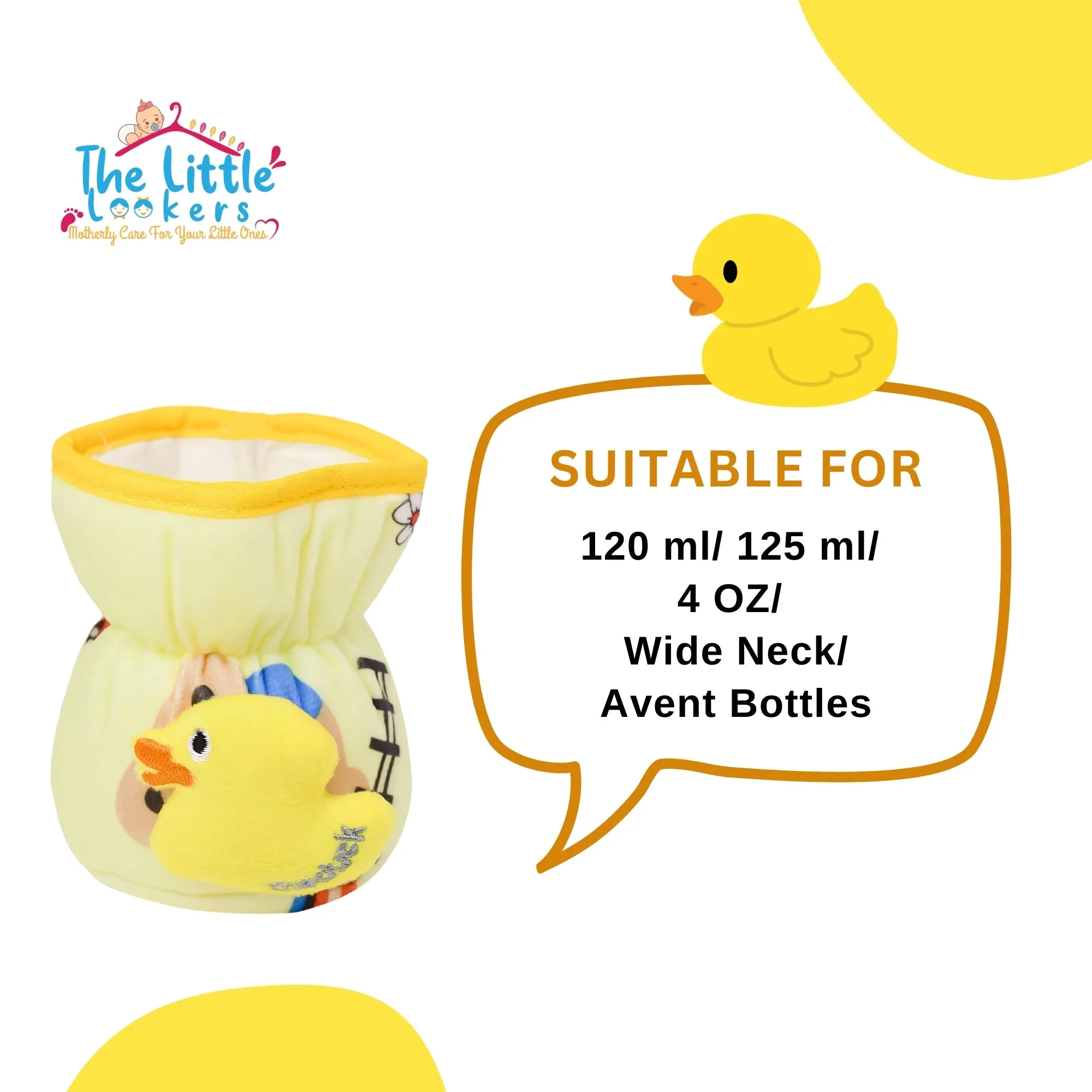 THE LITTLE LOOKERS Soft Plush Stretchable Baby Feeding Bottle Cover with Easy to Hold Strap and Zip l Feeding Bottles Cover