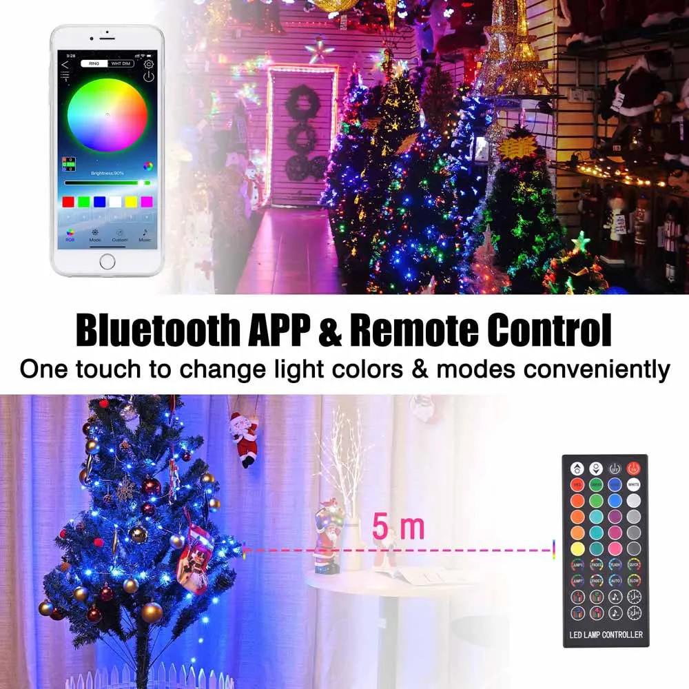 TheLAShop 33ft Color Changing Fairy Light Bluetooth App Music Remote