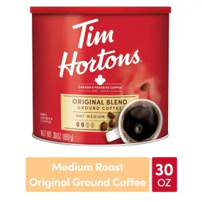 Tim Hortons Original Blend Ground Coffee, 100% Arabica Medium Roast, 30 oz Canister