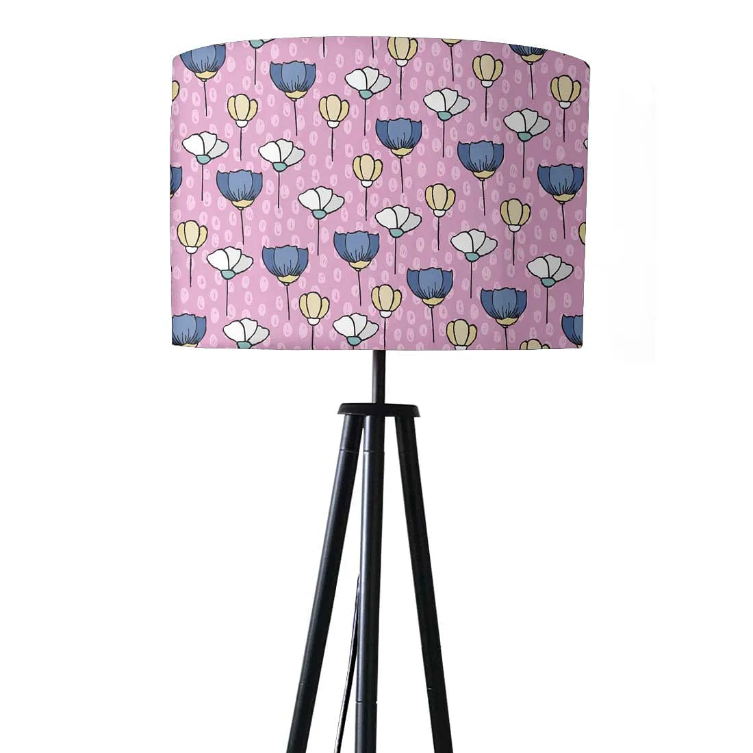 Tripod Floor Lamp Standing Light for Living Rooms -Blue And Yellow Flowers