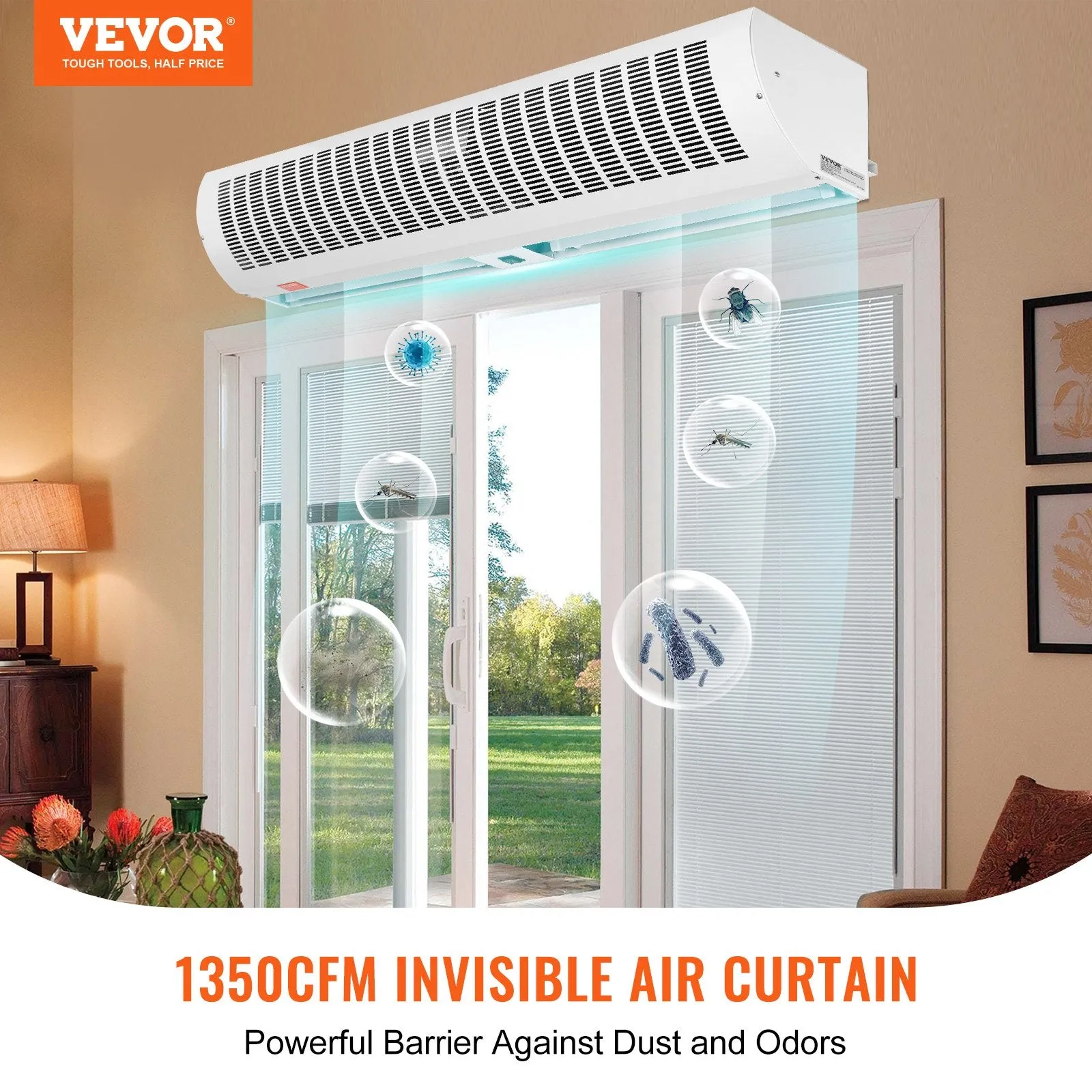 Vevor 42" Commercial Indoor Air Curtain Axial 2 Speeds 1350CFM 110V Unheated New